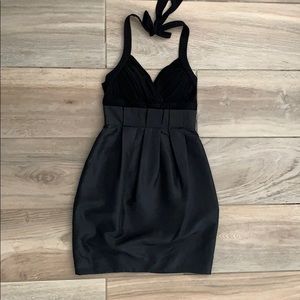 BCBG black paperbag waste evening dress